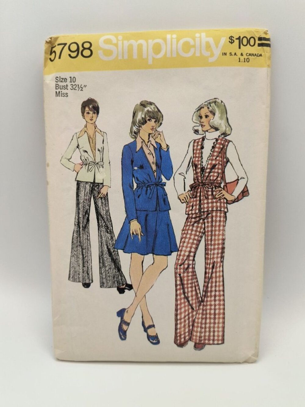 Simplicity 5798 Vintage 1970s Misses Sewing Pattern For Jacket Vest Skirt Pants